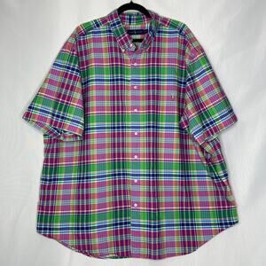 NWOT Men's Ralph Lauren 3XB Multicolor Plaid Short Sleeve Button Down Shirt